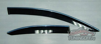 Ветровики дверные (черные с хромом) MITSUBISHI LANCER (07-)
