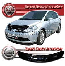 Дефлектор капота (Прозрачный) NISSAN TIIDA / LATIO (04-) левый руль