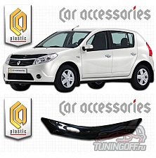 Дефлектор капота (черный) RENAULT SANDERO (2010-)