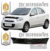 Дефлектор капота (черный) NISSAN MARCH / MICRA (2010-)