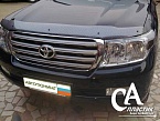 Дефлектор капота (шелкография карбон серебро) TOYOTA LAND CRUISER 200